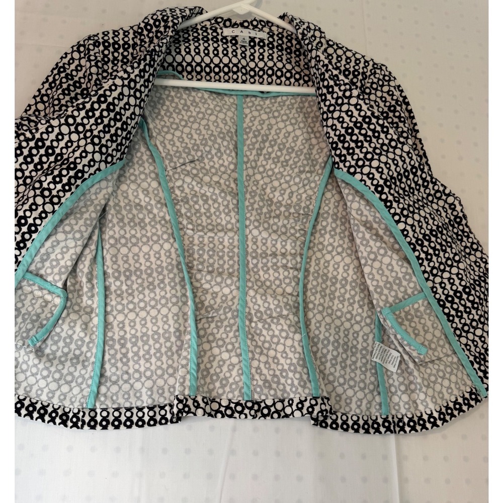 Cabi Black White Geometric Circle Print Cotton Blazer Jacket Womens Size 4 - Picture 4 of 5